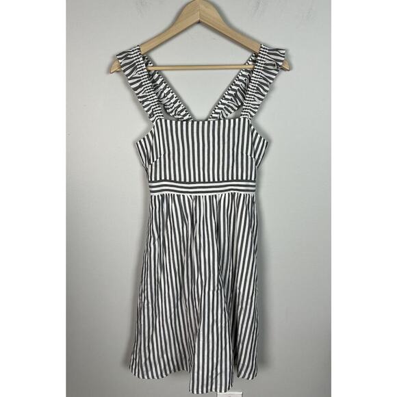 Madewell Striped Ruffle-Strap Empire Dress Viscose Size 00 Women’s - Picture 1 of 9